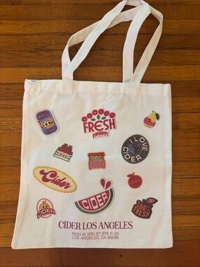Cider Los Angeles Logo Sticker Tote Bag - store Grand opening